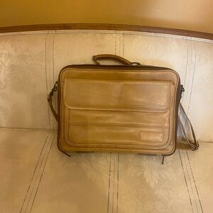 Leather laptop bag / briefcase tan cowhide leather